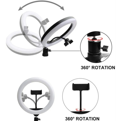 Lampara Aro Luz Led Rgb + Tripie 26cm Diam. Porta Celular