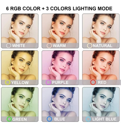 Lampara Aro Luz Led Rgb + Tripie 26cm Diam. Porta Celular