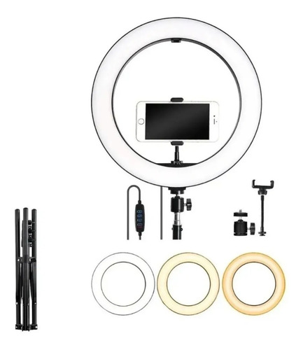 Aro Luz Led Lampara 30cm Diam. Soporte Para Celular + Tripie